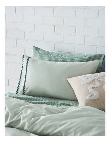 Zuri Cotton Quilt Cover Set in Mint