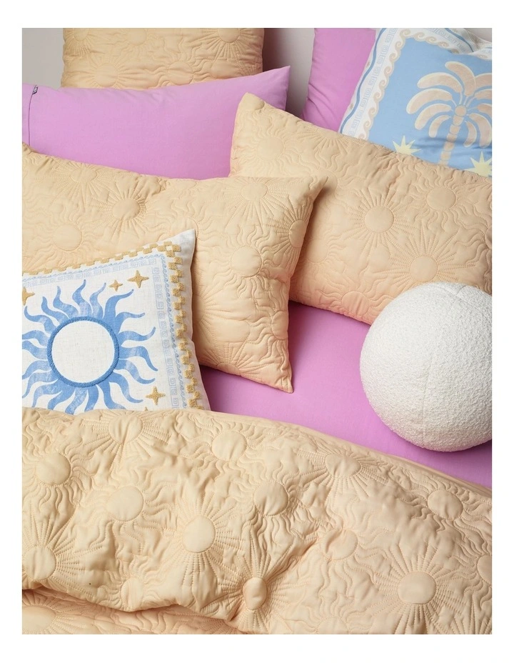 Leo Quilted Quilt Cover Set in Soft Yellow image 2