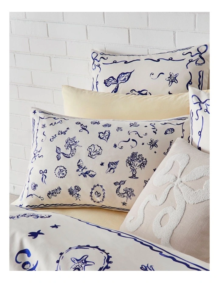 Cote D'Azur Cotton Sateen Quilt Cover Set in Indigo image 2