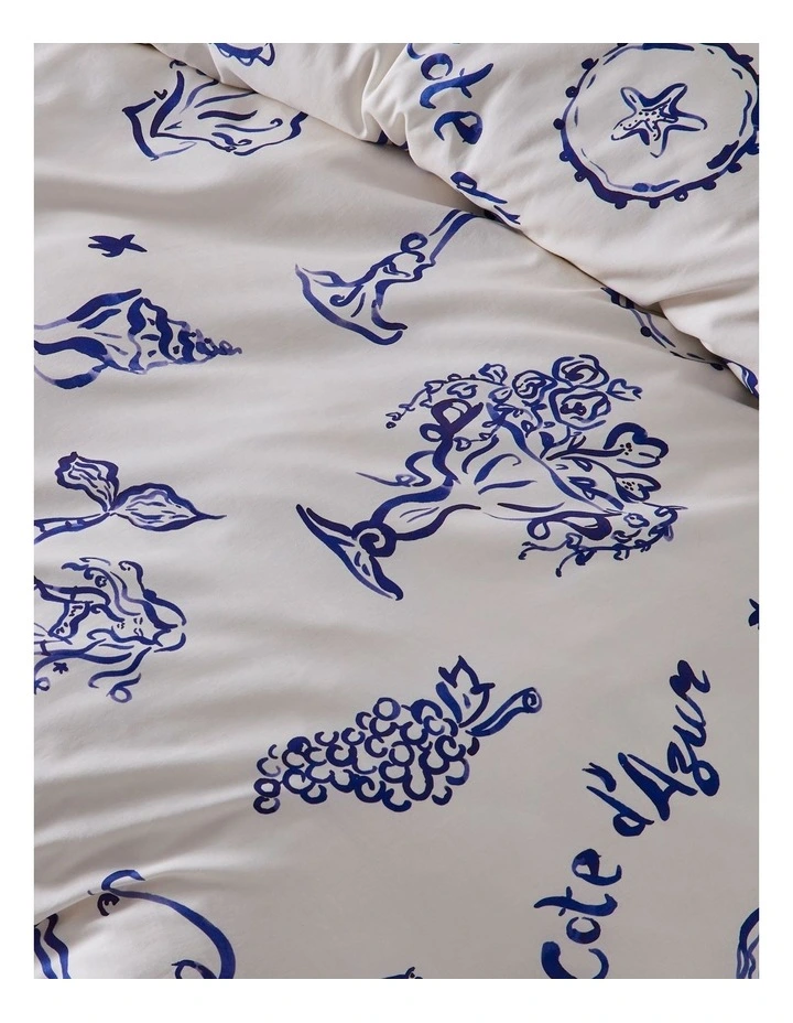 Cote D'Azur Cotton Sateen Quilt Cover Set in Indigo image 3