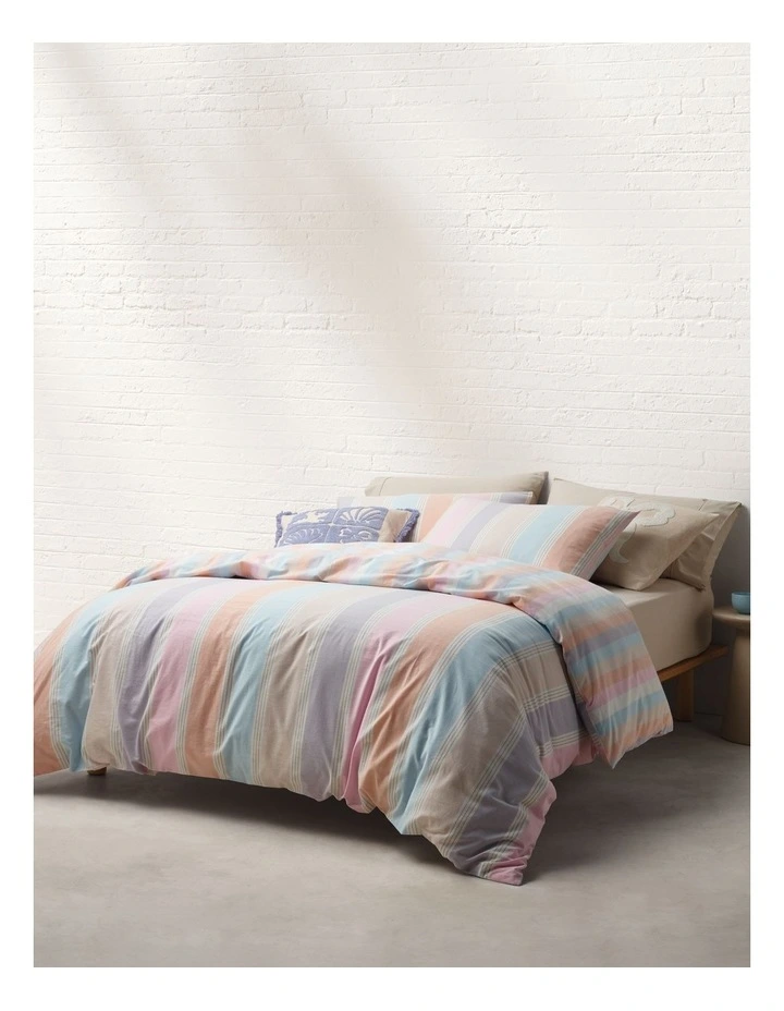Sundae Yarn Dye Cotton Quilt Cover Set in Sunset image 1