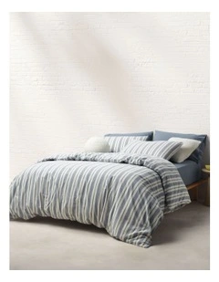 Zephyr Yarn Dye Cotton Quilt Cover Set in Denim/Charcoal