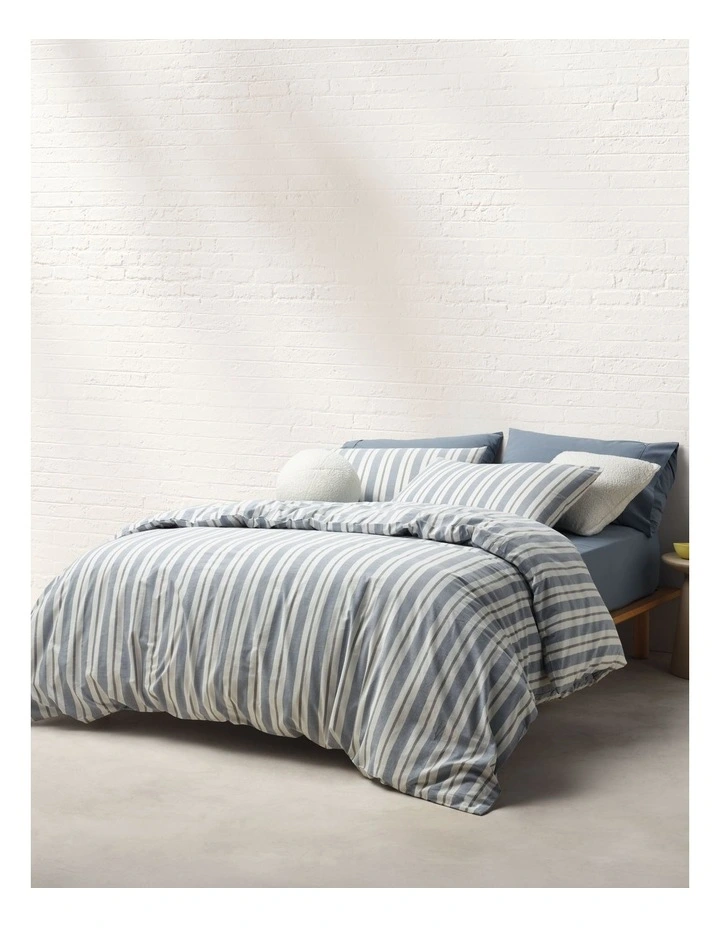 Zephyr Yarn Dye Cotton Quilt Cover Set in Denim/Charcoal image 1