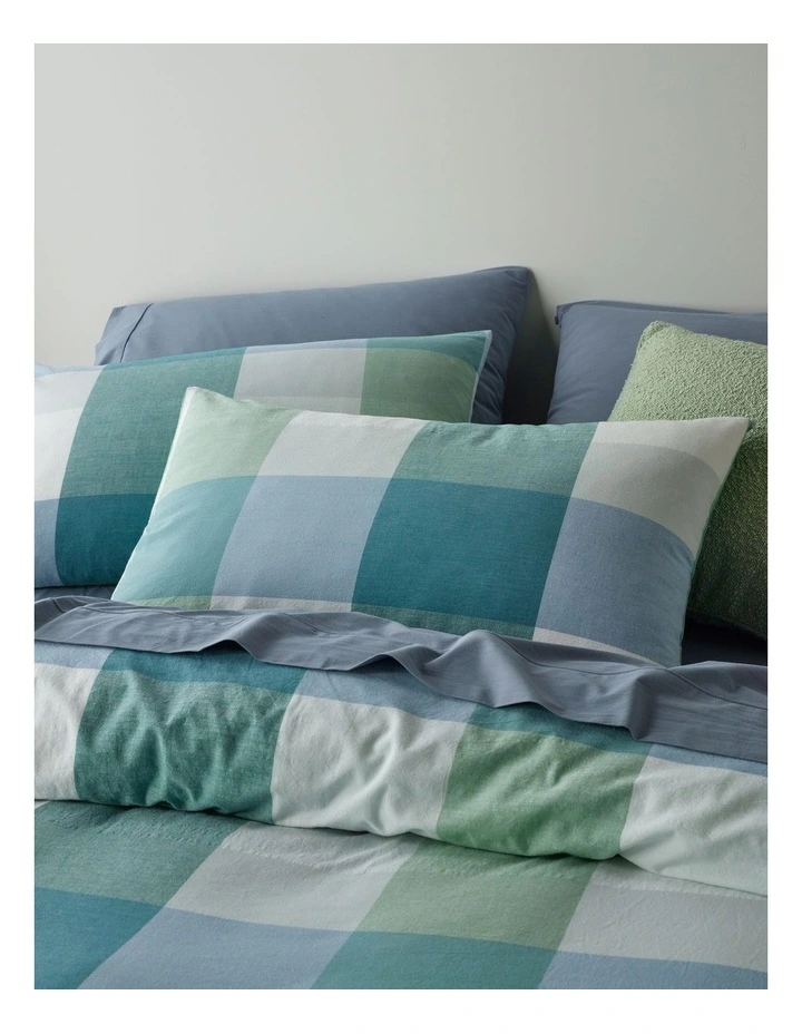 Riley Yarn Dye Cotton Quilt Cover Set in Dusky Green image 3