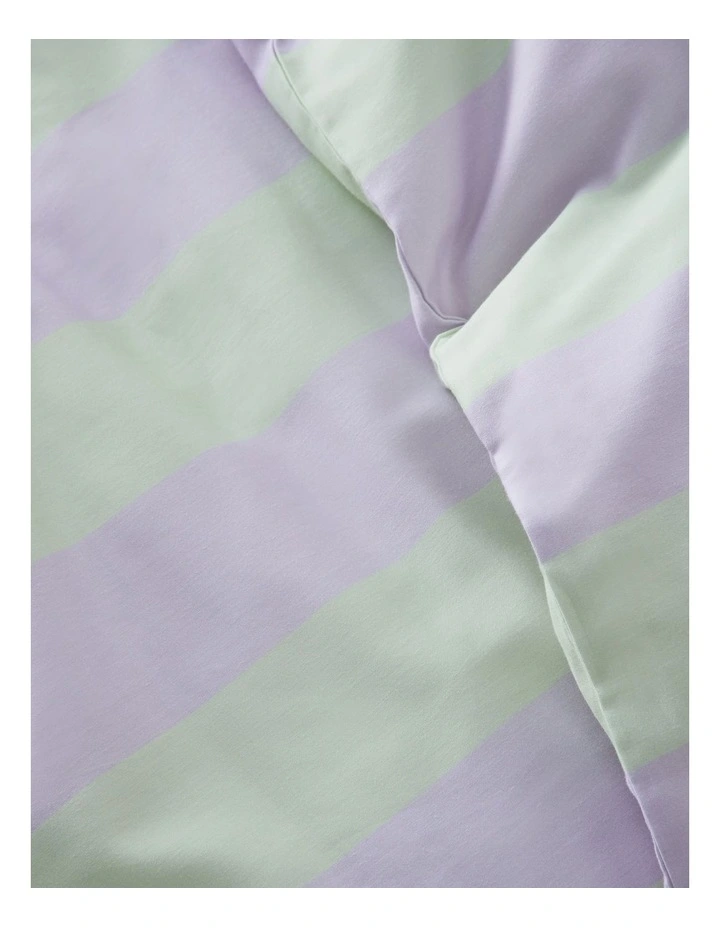 Cali Stripe Cotton Sateen Quilt Cover Set in Peppermint/Lilac image 3