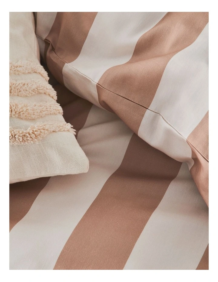 Cali Stripe Cotton Sateen Quilt Cover Set in Cocoa/Natural image 3