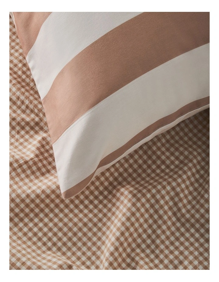 Cali Stripe Cotton Sateen Quilt Cover Set in Cocoa/Natural image 4