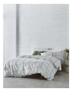 Monty Check Cotton Quilt Cover Set in Ash