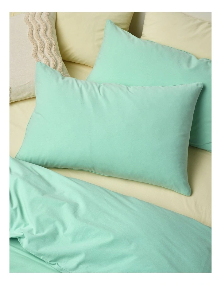 Stonewashed Cotton Quilt Cover Set in Mint image 2