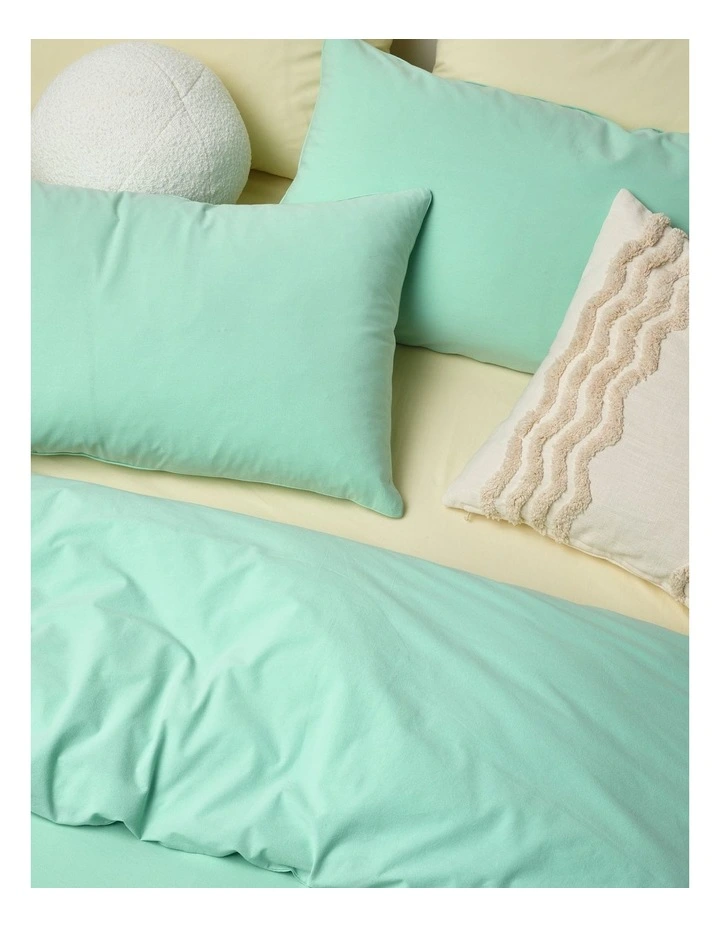 Stonewashed Cotton Quilt Cover Set in Mint image 3
