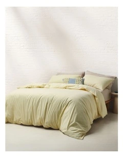 Stonewashed Cotton Quilt Cover Set in Lemon