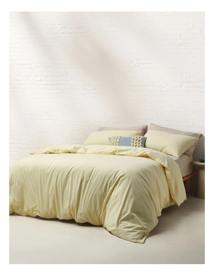 Stonewashed Cotton Quilt Cover Set in Lemon image 1
