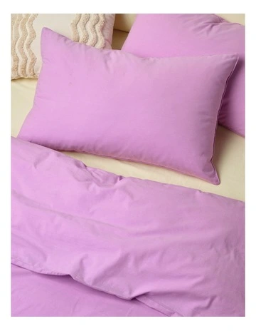 Stonewashed Cotton Quilt Cover Set in Magenta