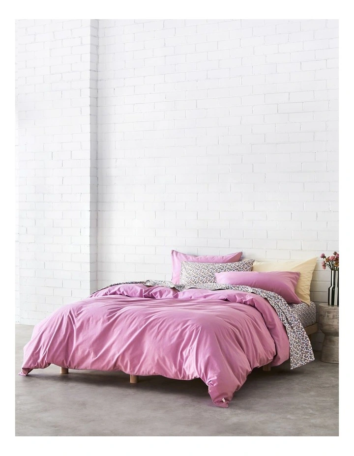 Stonewashed Cotton Quilt Cover Set in Magenta image 4