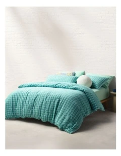 Marley Cotton Seersucker Quilt Cover Set in Marine