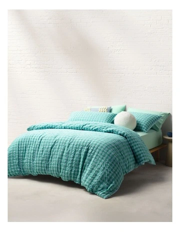 Marley Cotton Seersucker Quilt Cover Set in Marine