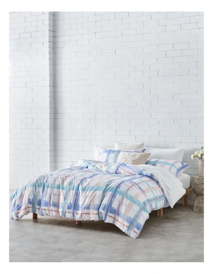 Super Soft Microfibre Quilt Cover Set in Purple Check image 1