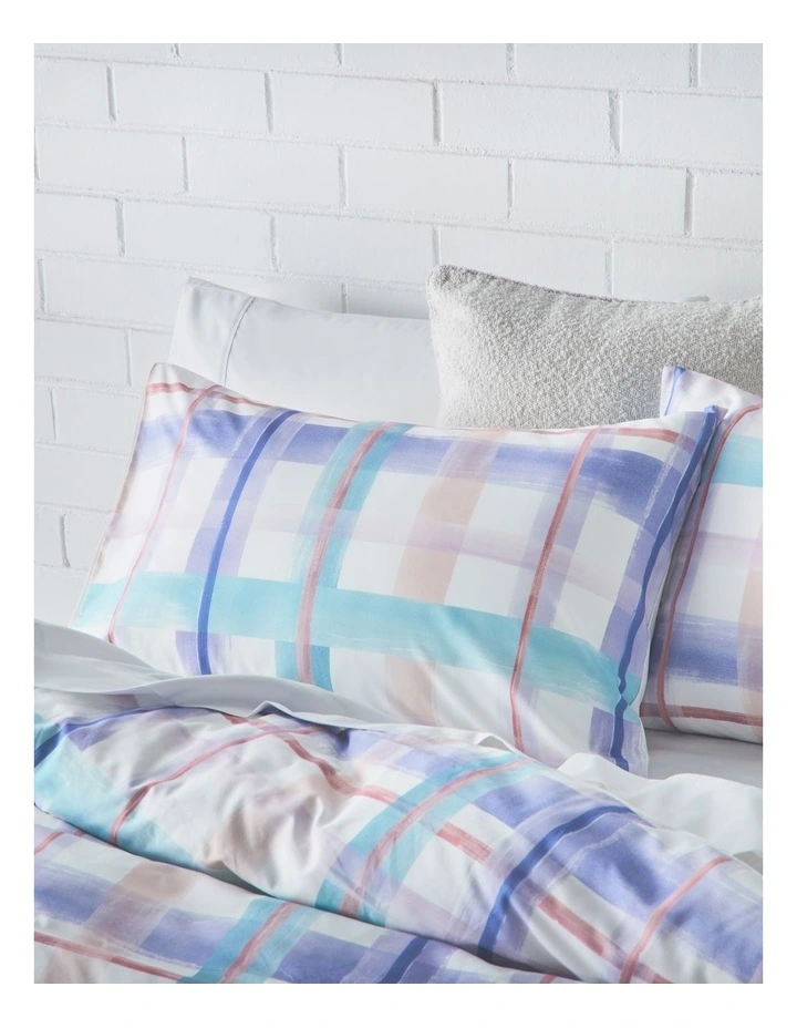 Super Soft Microfibre Quilt Cover Set in Purple Check image 2