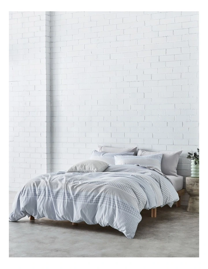 Super Soft Microfibre Quilt Cover Set in Grey Geo image 1
