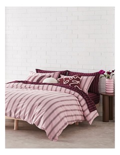 Arlo Yarn Dyed Cotton Quilt Cover Set in Pink Cherry Stripe