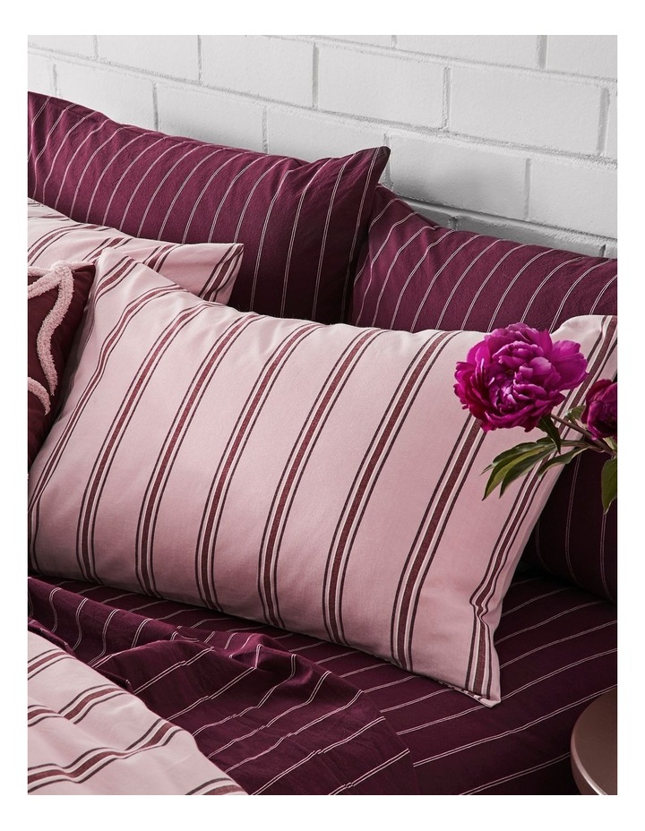 Arlo Yarn Dyed Cotton Quilt Cover Set in Pink Cherry Stripe image 2