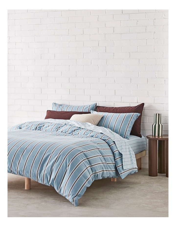 Arlo Yarn Dyed Cotton Quilt Cover Set in Lagoon Stripe image 1