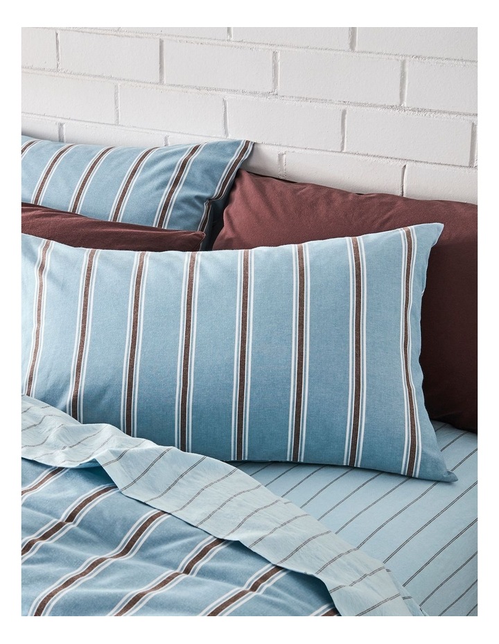 Arlo Yarn Dyed Cotton Quilt Cover Set in Lagoon Stripe image 2