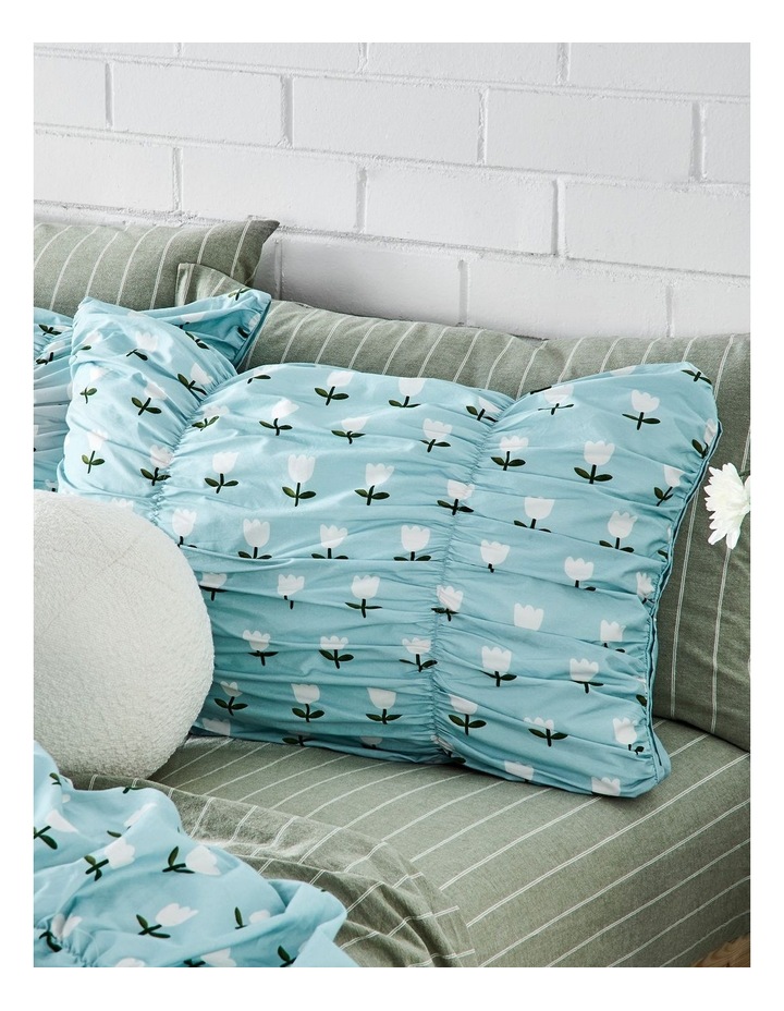 Pia Ruched Cotton Quilt Cover Set in Sky image 2