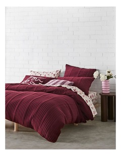 Connie Quilted Corduroy Quilt Cover Set in Burgundy
