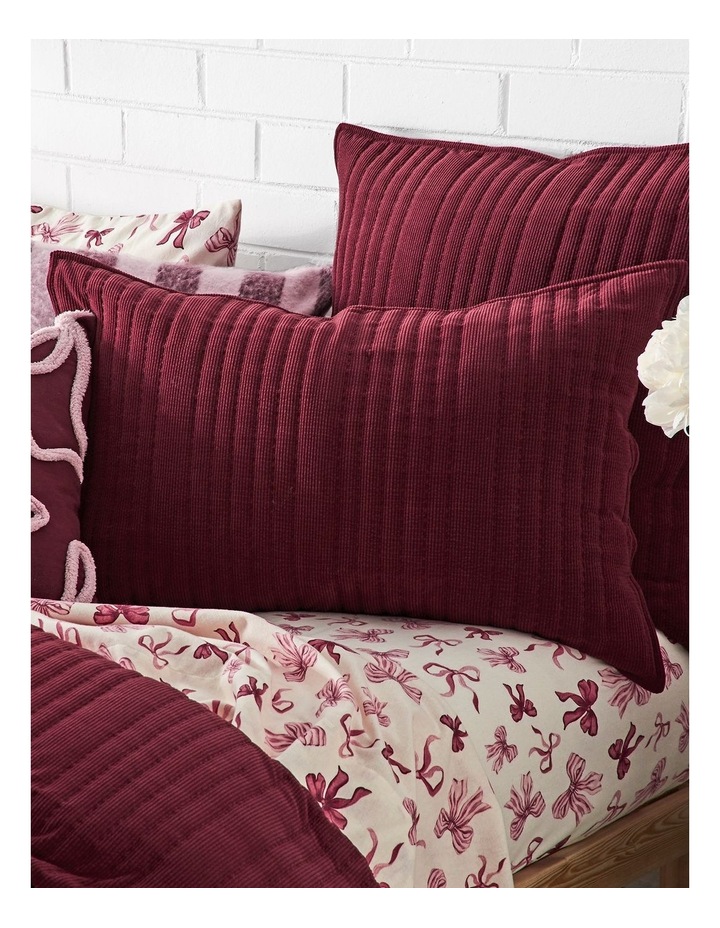 Connie Quilted Corduroy Quilt Cover Set in Burgundy image 2
