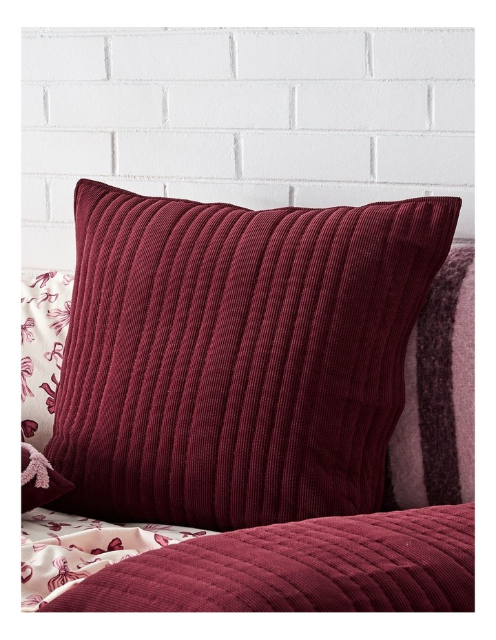 Connie Quilted Corduroy Quilt Cover Set in Burgundy image 3