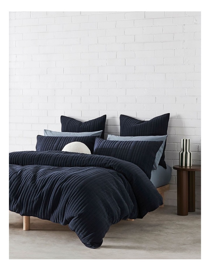 Connie Quilted Corduroy Quilt Cover Set in Ink image 1