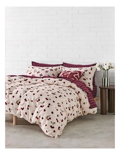 Cherry Coded Cotton Sateen Quilt Cover Set in Burgundy