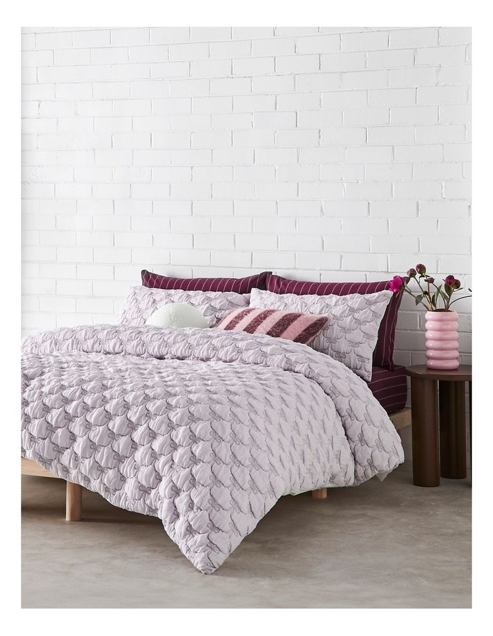 Fran Quilted Bow Quilt Cover Set in Lilac image 1
