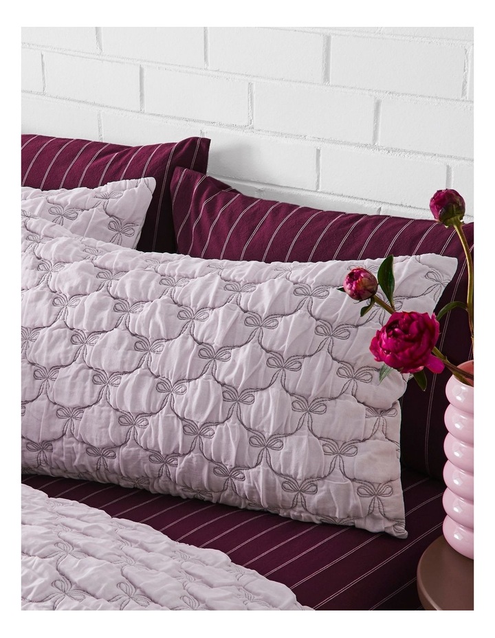 Fran Quilted Bow Quilt Cover Set in Lilac image 2