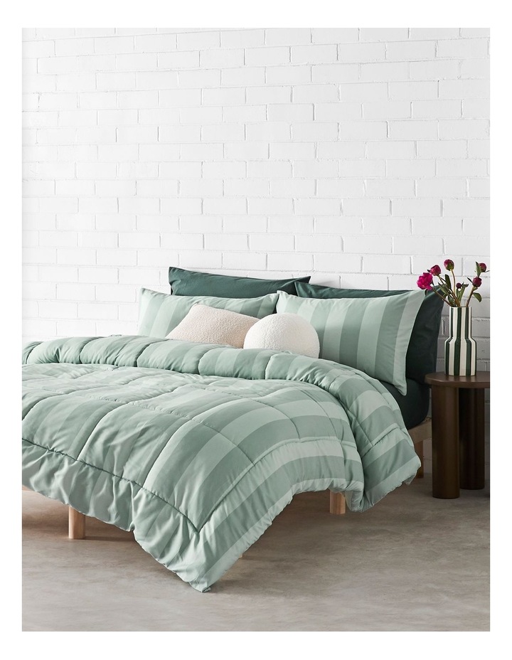 August Comforter Set in Green Stripe image 1
