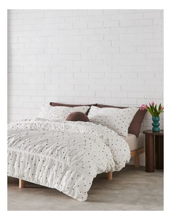 Frankie Ruched Cotton Emroidered Quilt Cover Set in White