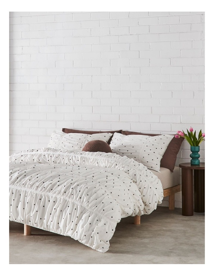 Frankie Ruched Cotton Emroidered Quilt Cover Set in White image 1