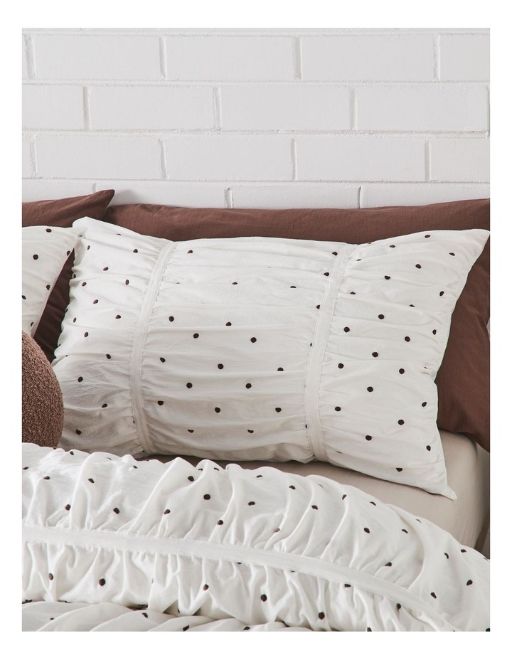 Frankie Ruched Cotton Emroidered Quilt Cover Set in White image 2