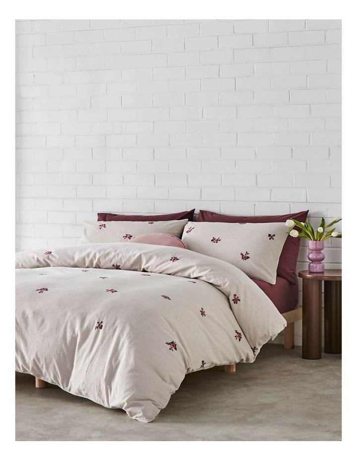 Lola Cotton Seersucker Embroidered Quilt Cover Set in Chocolate image 1