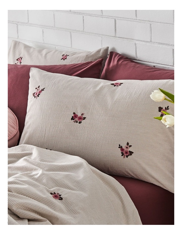 Lola Cotton Seersucker Embroidered Quilt Cover Set in Chocolate image 3