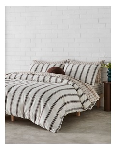 Arlo Yarn Dyed Cotton Quilt Cover Set in Chocolate Stripe