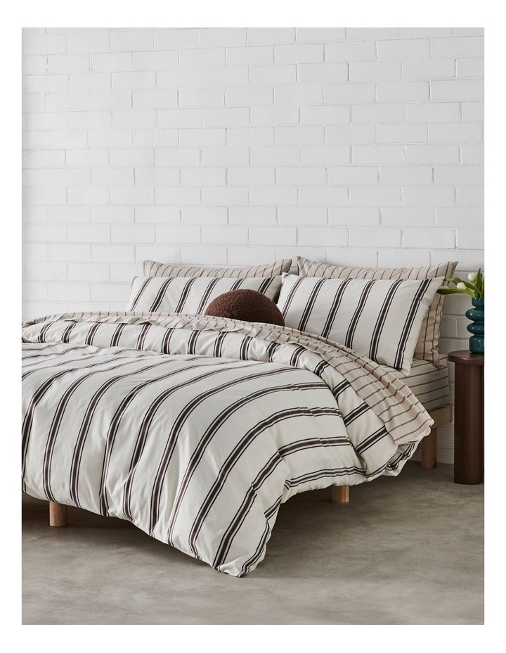 Arlo Yarn Dyed Cotton Quilt Cover Set in Chocolate Stripe image 1