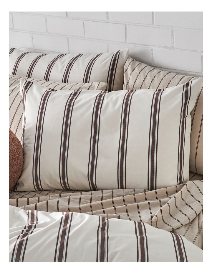 Arlo Yarn Dyed Cotton Quilt Cover Set in Chocolate Stripe image 2