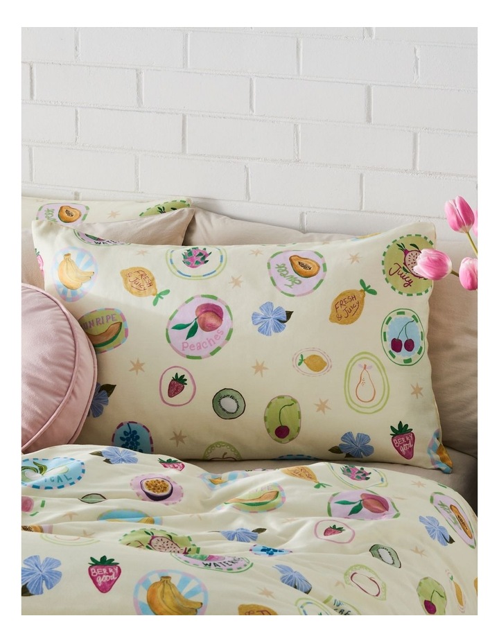 Fruity Stickers Cotton Sateen Quilt Cover Set in Lemon image 2