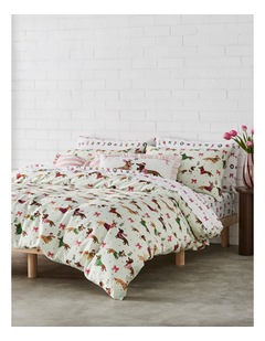 Christmas Dogs Cotton Sateen Quilt Cover Set in Soft Green