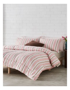 Bailey Comforter Set in Pink and Caramel Stripe