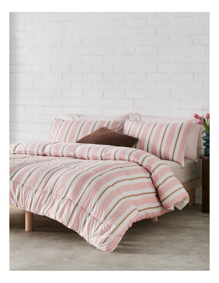 Bailey Comforter Set in Pink and Caramel Stripe image 1