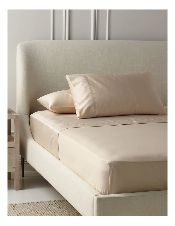 Diana 400TC Egyptian Cotton Sateen Sheet Set in Natural image 1