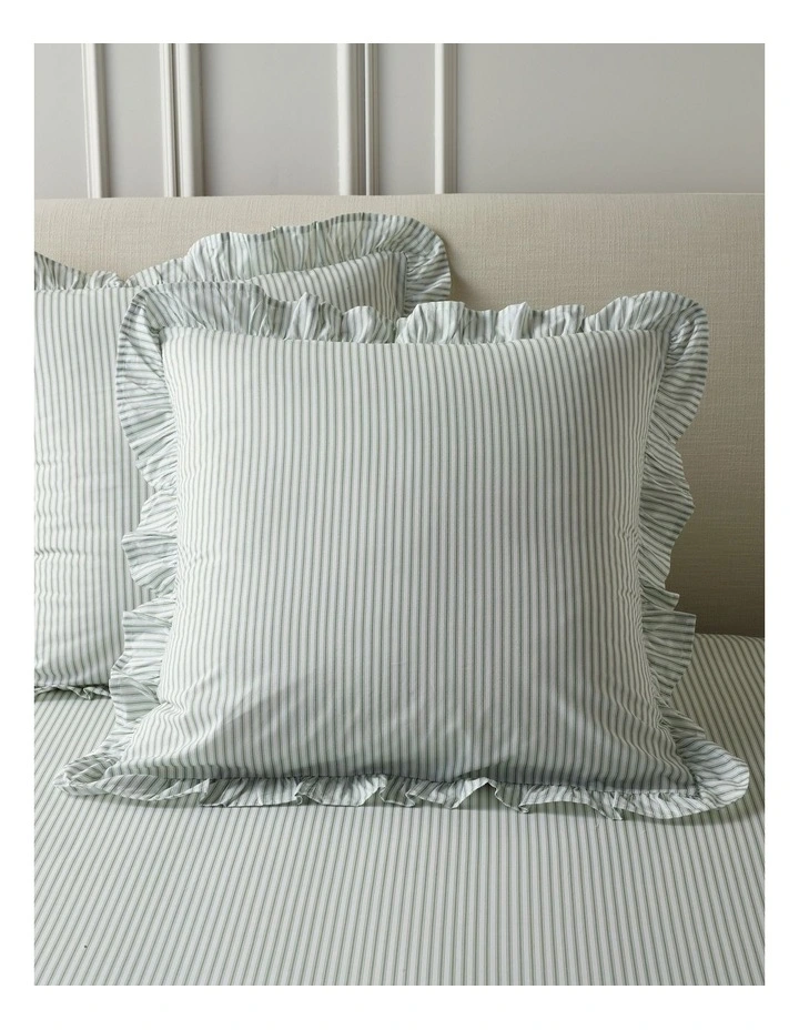 Printed Cotton Ruffle Sheet Set in Sage Stripe image 4